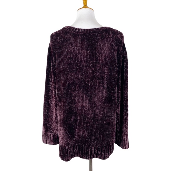 ORVIS Soft Chenille Pullover Sweater Plum Purple Sz. M - Picture 2 of 10